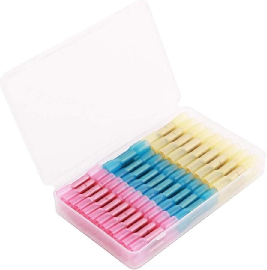 70 stuks 10-22 AWG krimpverbindingen waterdichte knelverbinders kabelverbinders set stootverbinders soldeerverbinders set assortiment 3 verschillende maten (40 x rood 20 x blauw 10 x geel)