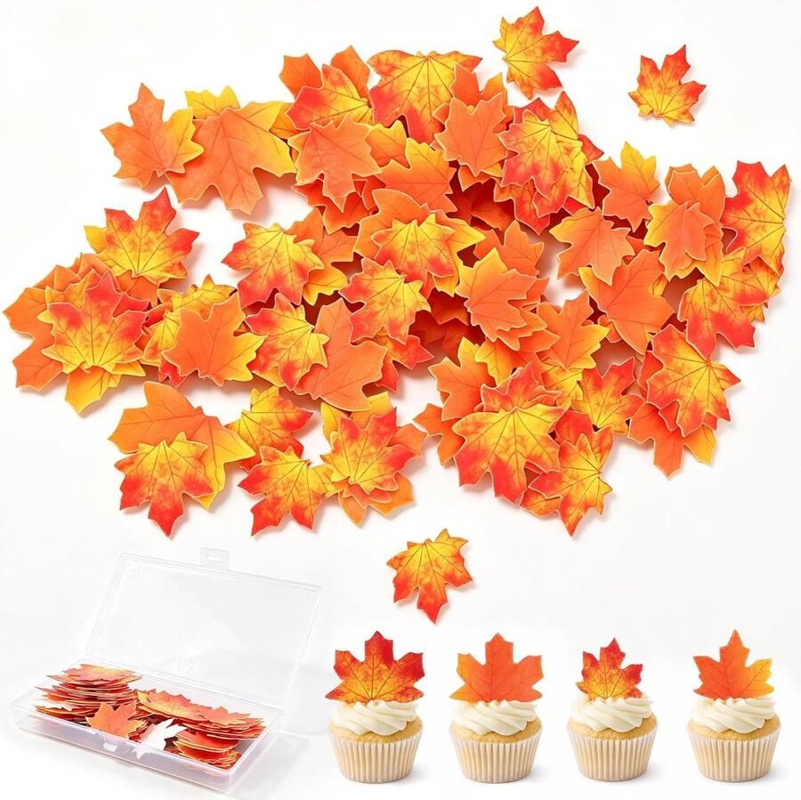 70 stuks esdoornbladeren eetbaar taartdecoratie herfstdecoratie