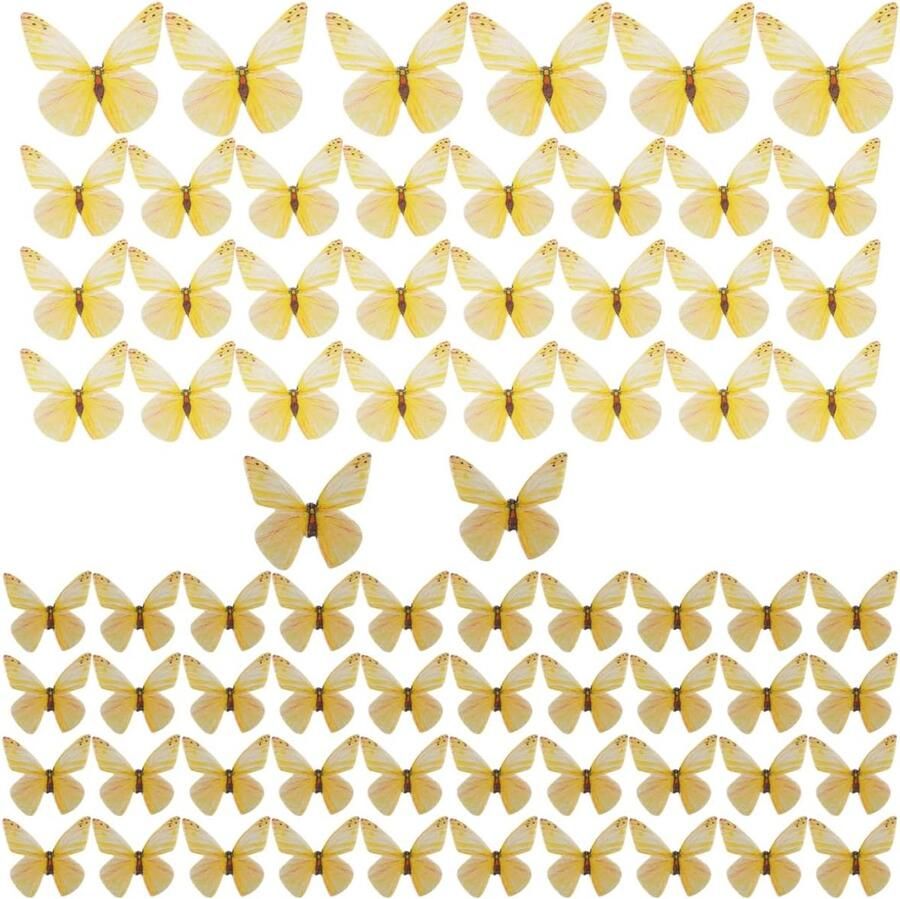 72 stuks vlinder cupcake toppers ouwelpapier mooie vlinder taartdecoraties voor bruiloften verjaardagsfeestjes taartdecoratie benodigdheden geel
