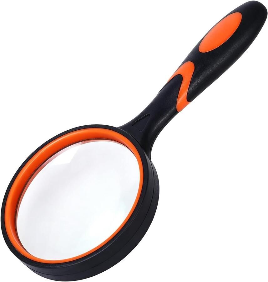 75 mm loep onbreekbaar vergrootglas met zachte grip leesloep voor senioren en kinderen groot voor wetenschappelijke boeken hobbyobservatie en lezen (rood-oranje)