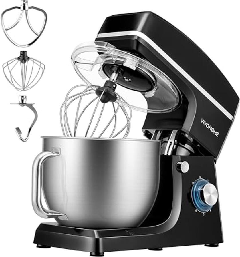 7.5 Quart 660W 6-Speed Stand Mixer Zwart