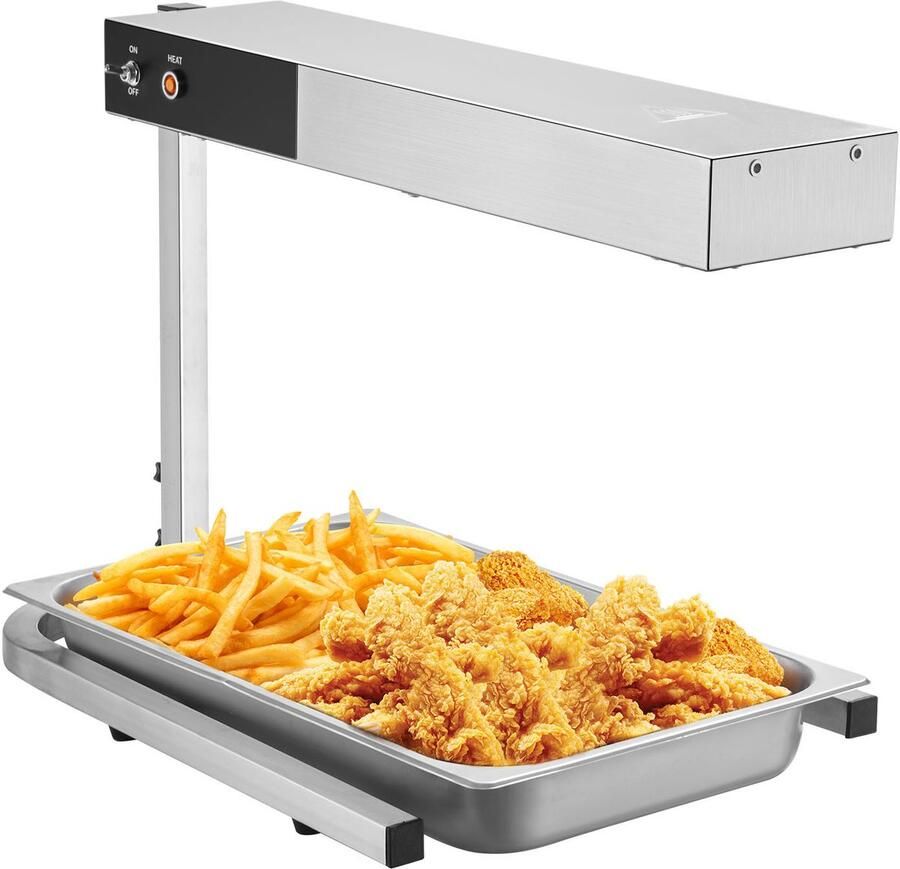 750 W frietverwarmer commerciële warmtelamp elektrische roestvrijstalen warmtelamp voor frietbuffet keuken restaurant 104–122 °F zilver