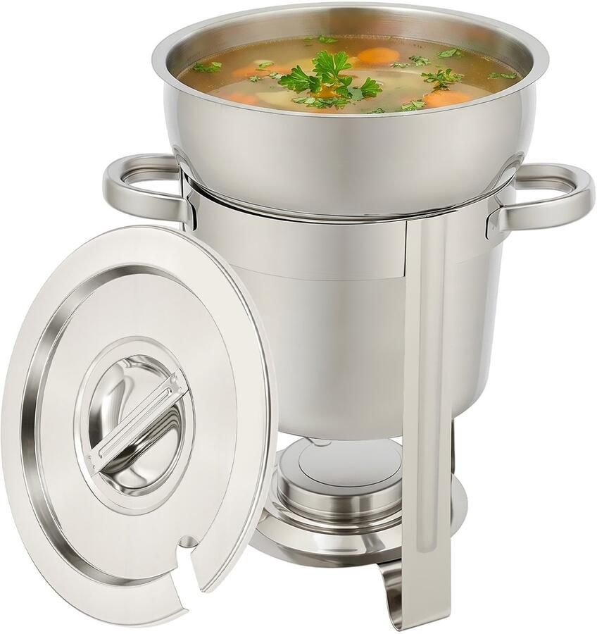 7L Roestvrijstalen Chafing Dish Ronde Warmtecontainer Voedsel Warmer Buffet met Deksel Houder voor Catering Feestje