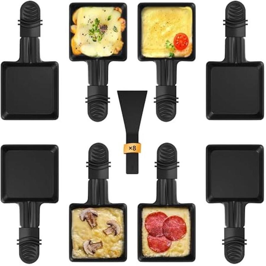 8-delige raclette set met anti-aanbaklaag en nylon schrapers ideaal voor gezelligheid