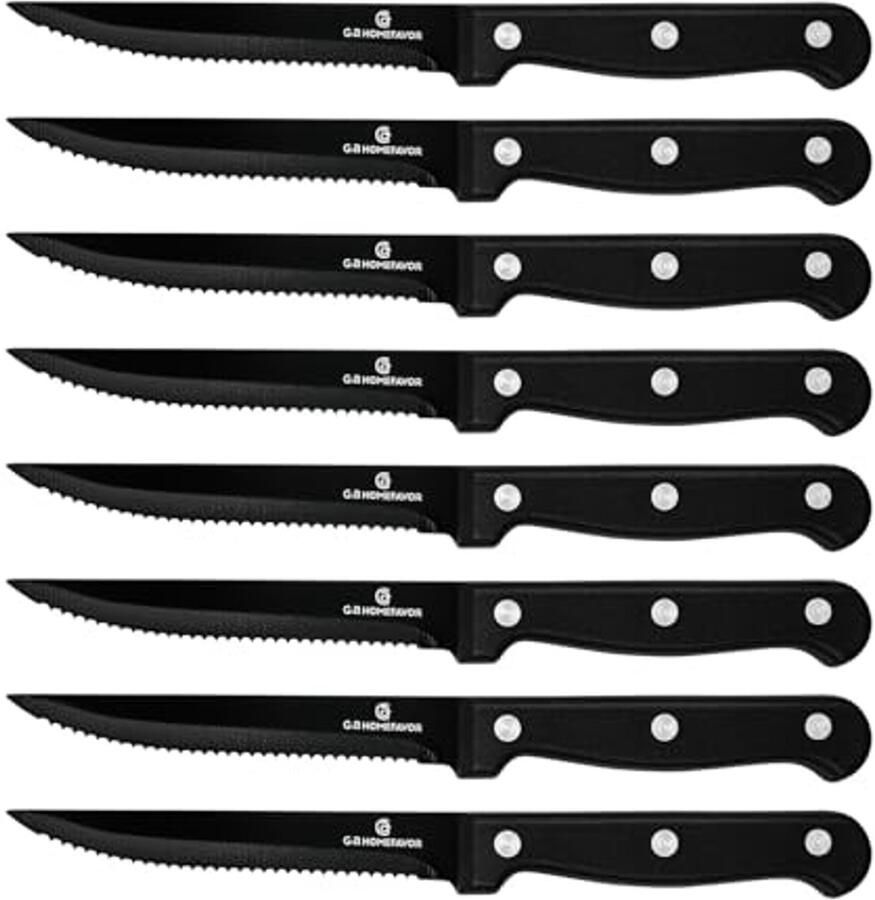 8-delige steakmessenset van gekarteld roestvrij staal scherp en duurzaam