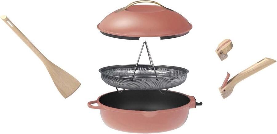 8-in-1 Koekenpan met 2 Afneembare Handgrepen en Accessoires Antikleef