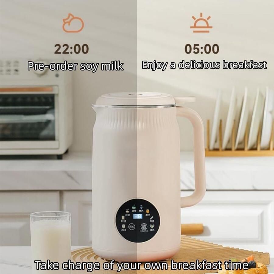 8-in-1 notenmelkmachine Maak zelfgemaakte amandel- soja- of havermelk met automatische zelfreiniging warmhoudfunctie en kookfunctie. Ideaal keukenapparaat (groen)