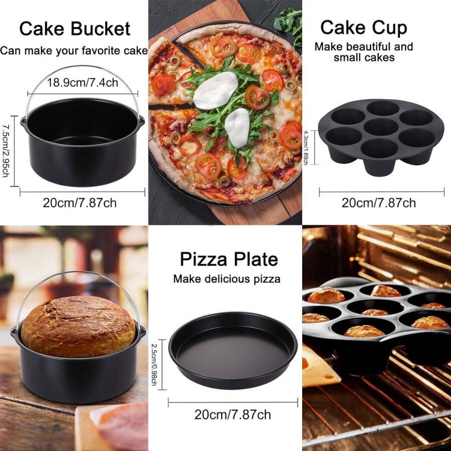 8 inch Airfryer accessoires 16-delige set met 200 vellen bakpapier voor heteluchtfriteuses met 5 2-5 8 QT