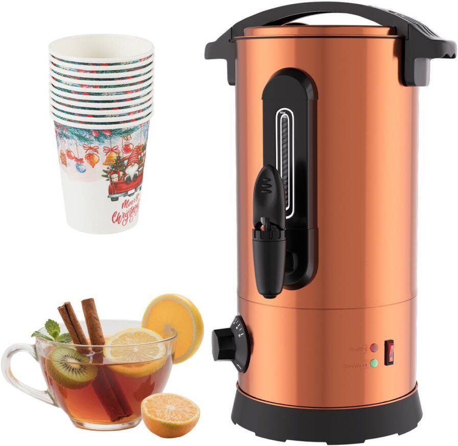 8 L Glühweinketel roestvrij Staal Warmwaterdispenser 1500W Heetwaterkoker Theekoker met traploze temperatuurregelaar 30-110 °C |Thee Koffie Glühwein Ketel Waterkoker Glühweinfornuis