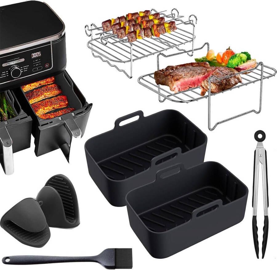 Accessoires voor Ninja Air Fryer Dual AF300UK AF400UK Siliconen Air Fryer Liners Spiesjes Rack Siliconen Handschoenen