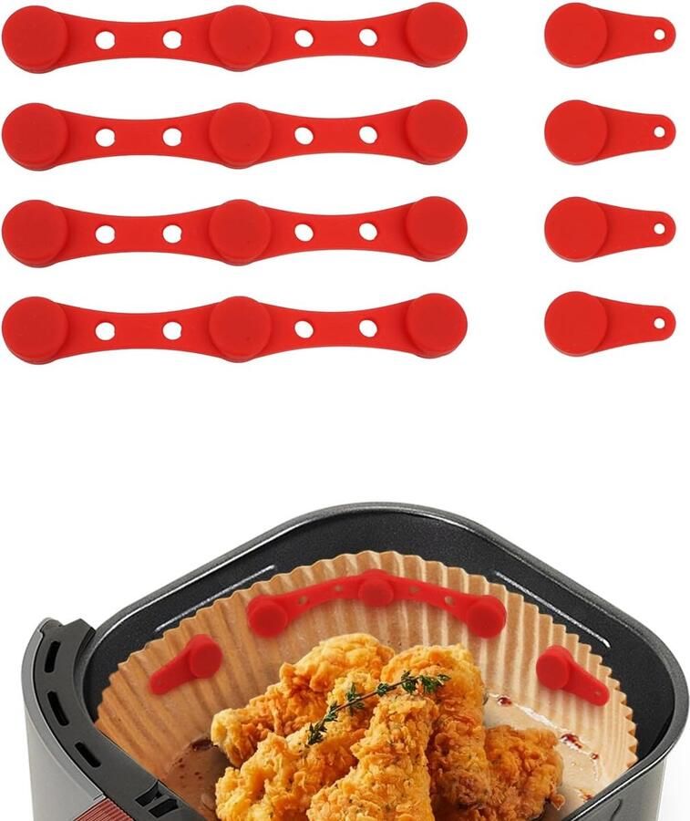 8 stuks Air Fryer siliconen magneetclips airfryer accessoires hittebestendige veiligheidsgesp beveiligt perkamentvoeringen voorkomen dat papier verbrandt voedselhoezen past op alle