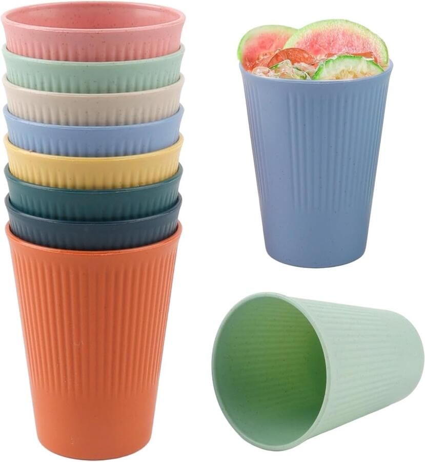 8 stuks drinkbekers koffiebekers herbruikbare bekers partybekers gestreepte bekers herbruikbare bekers koffiekopjes campingbekers herbruikbare mokken picknickbekers cocktailglazen voor thuis