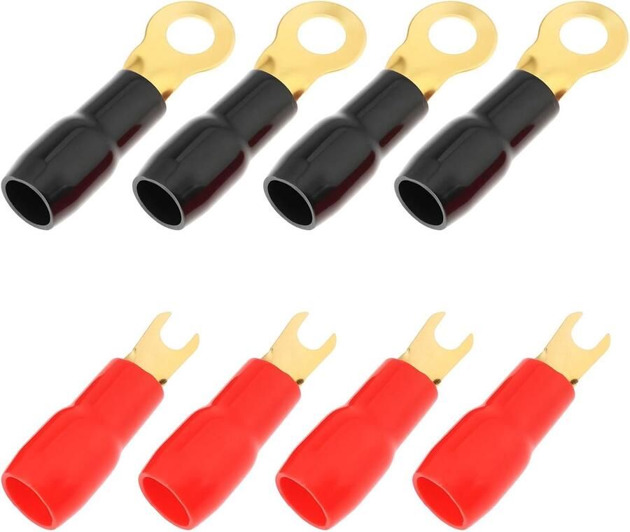 8 stuks kabelklemmenblokken vorkschoenen 8 mm rood en zwart isolatie compatibel met 20 mm² voedingskabel