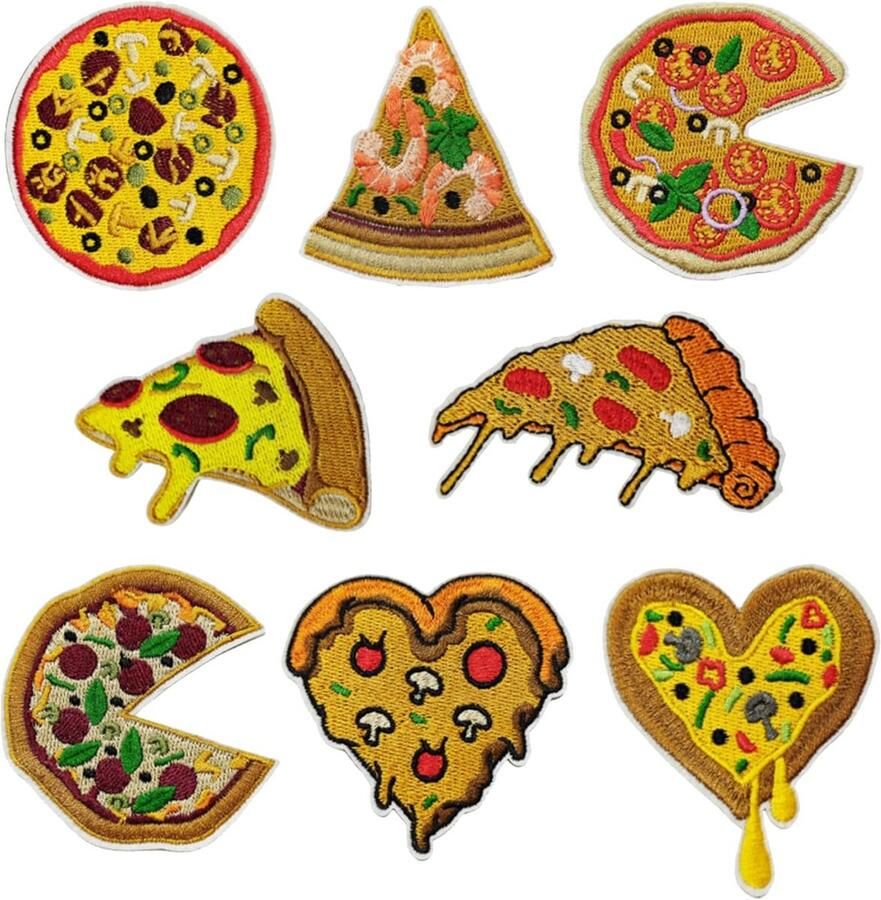 8 Stuks Strijken Op Patches met Pizza Thema voor Kleding en Tassen