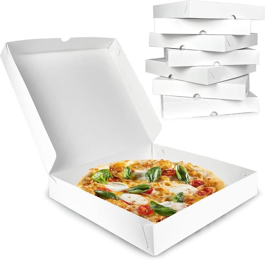 8 Stuks Witte Pizza Dozen 30x30x4.9 cm Stevige Kartonnen Doos voor Zelfgemaakte Pizza en Ambachten