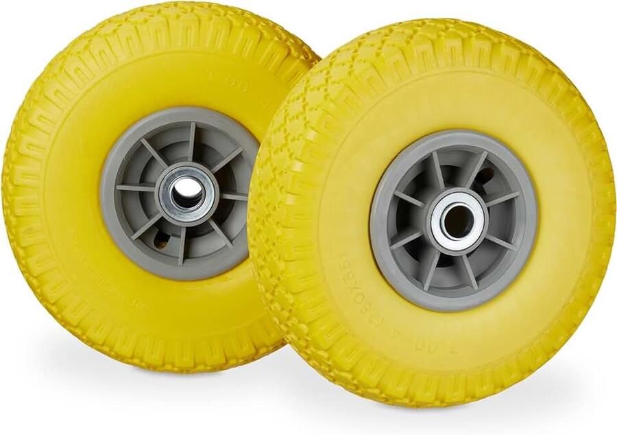 8 x steekwagenwiel lekvrije massief rubberen banden 3 00-4 inch 20 mm as tot 80 kg 260 x 85 mm reservewiel geel-grijs