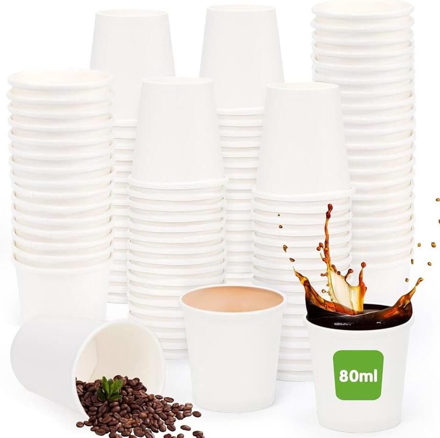 80 ml 200 stuks papieren bekers 80 ml kleine schaaltjes voor dips mini-portiebekers espresso papieren bekers koffiemokken feestbekers warme en koude dranken papieren bekers voor