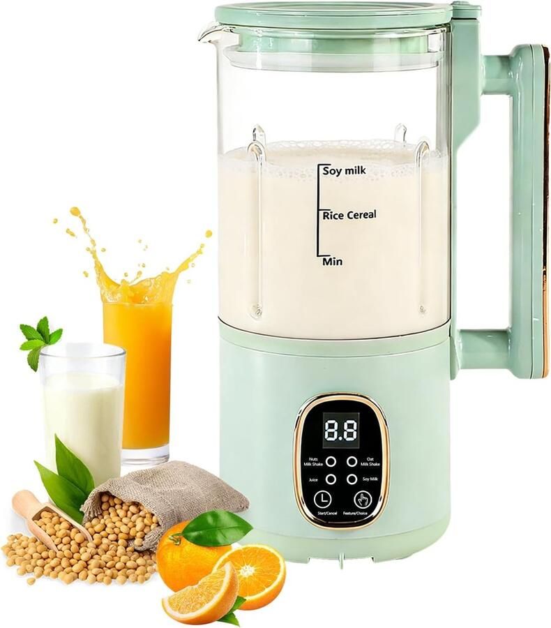 800 ml sojamelkmachine noten- en sojamelkfabrikant met 20 messen kijkvenster smart menu's automatische uitschakeling warmhouden en zelfreiniging voor doe-het-zelf plantenmelk