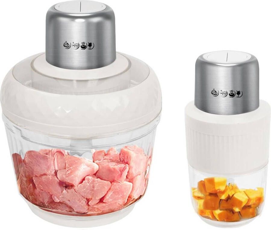 800 W elektrische vleesmolen 3 l + 0 5 l glazen kom 2 snelheden babymixer voor vlees groenten fruit gedroogd fruit (wit) Vleesmolen