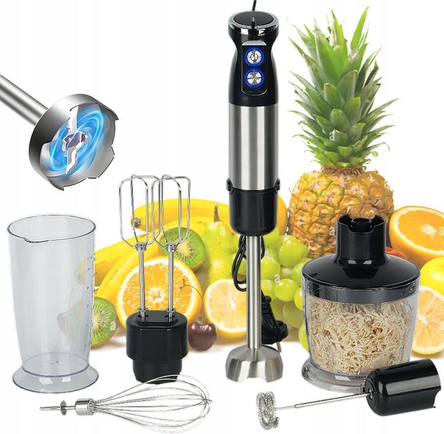 800W Staafmixer 6-in-1 Set Multifunctioneel Handblender Incl. Hakmolen & Garde & Melkopschuimer & Maatbeker 12 Snelheden Ergonomische Grip Vaatwasserbestendig 220-240V Handmixerset Voor Soep & Smoothies & Babyvoeding