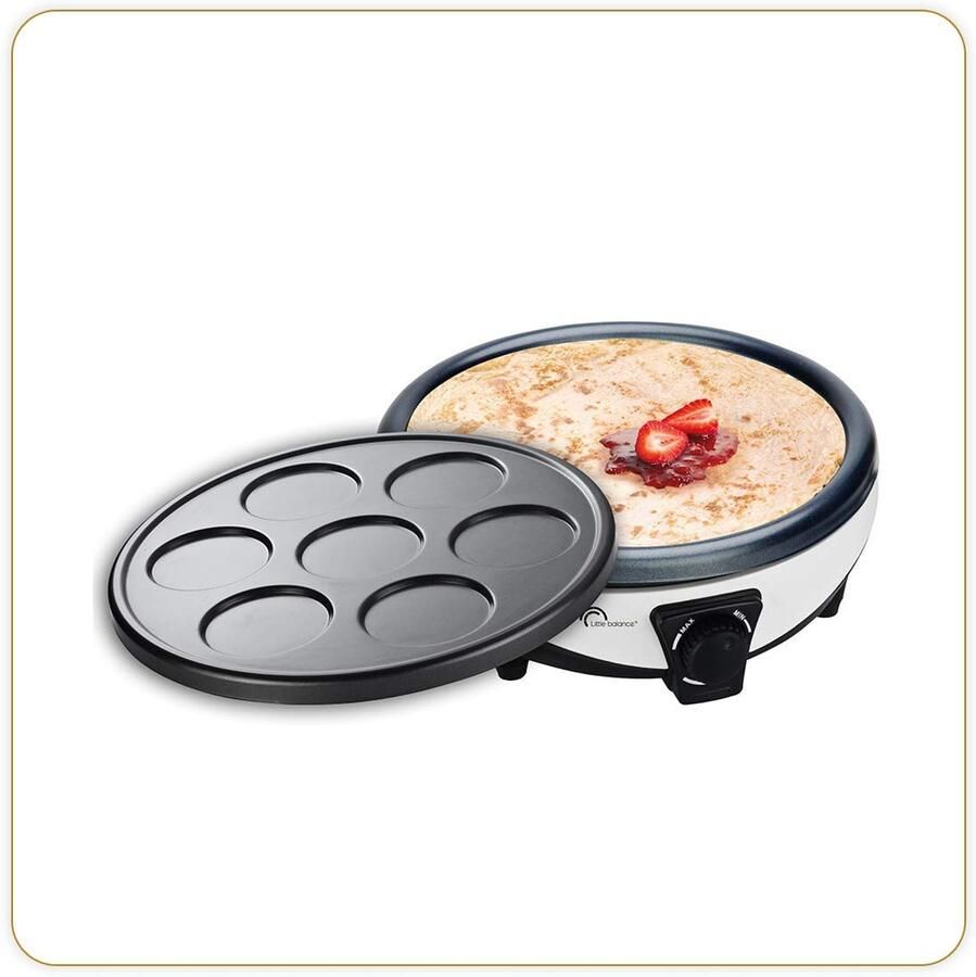 8212 Elektrische 2-in-1 pannenkoekenmaker 2 afneembare platen met antiaanbaklaag instelbare thermostaat 1000 W zwart wit