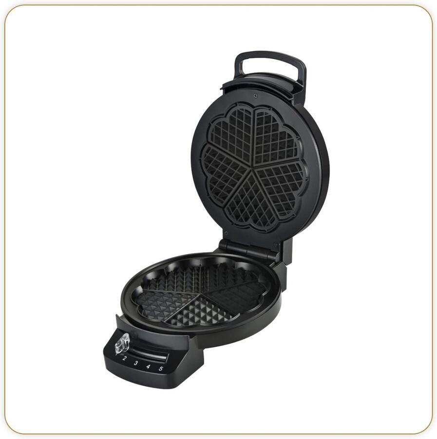 8382 Speed wafels hart 1200 – elektrische wafelijzer – 5 wafels hart in 1 alleen koken – anti-aanbaklaag – vermogen 1200 W – zwart