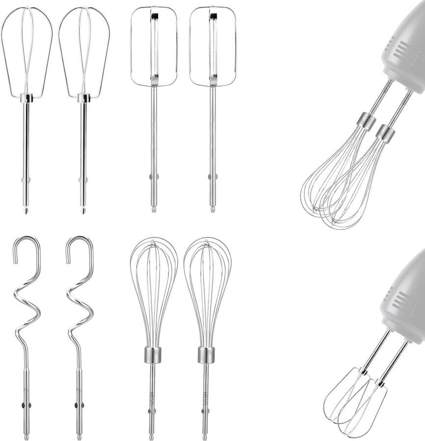 8st Handmixeraccessoires 4 Stijlen Zilver Roestvrij Staal Handmixer Benodigdheden voor Kleine Keukenapparaten Compatibel met BLACK & DECKER voor Vervanging van Blenders