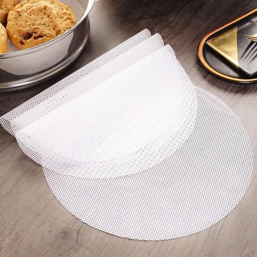 8x Anti-Aanbak Siliconen Stoommatten Rond 28 cm Herbruikbaar