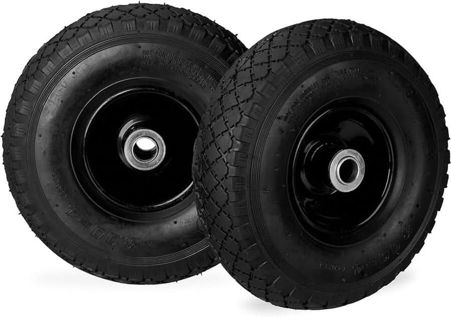 Steekwagenwiel 3.00-4 set van 2 luchtbanden tot 100 kg 260 x 85 mm reservewiel steekwagen stalen velg zwart 2 stuks