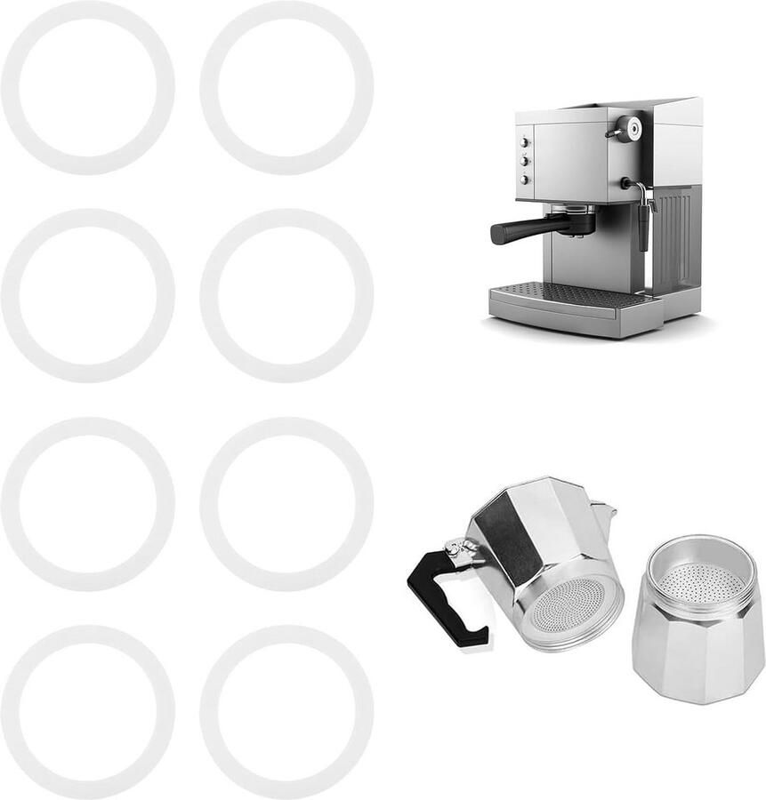 8x Universele Siliconen Afdichtringen Vervanging voor 4 Kopjes Espresso Koffiezetapparaat