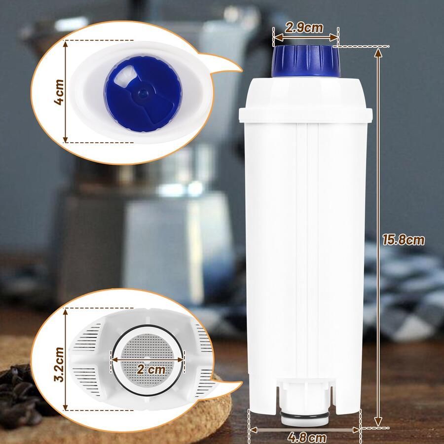 8x Vervangende Waterfilter voor De'Longhi Koffiemachine DLSC002 Compatibel Geschikt voor Magnifica Evo & S Primadonna Eletta