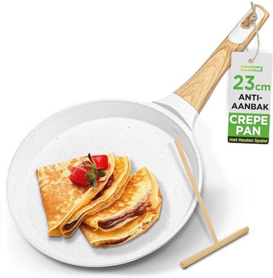 9 45” Crêpe-Pan met Anti-aanbaklaag en Houten Verspreider Duurzame Bakpan voor Perfecte Crêpes en Dosa's Inductie en Vaatwasmachinebestendig