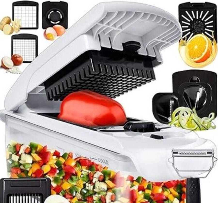 9-in-1 Groentesnipper Ui Chopper Food Chopper Manual Spiralizer Multifunctionele Groentesnijder Veg Ui Dicer Salade Chopper Aardappelsnijder Juicer Eiersnijmachine Dooier Separator Dunschiller