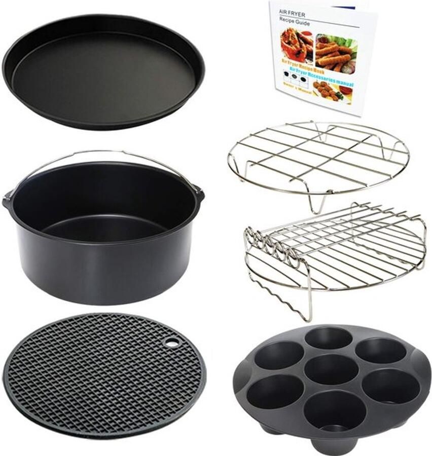 9 Inch Air Fryer Accessoires XL 7 Stuks voor Bakken en Braden met Pannen