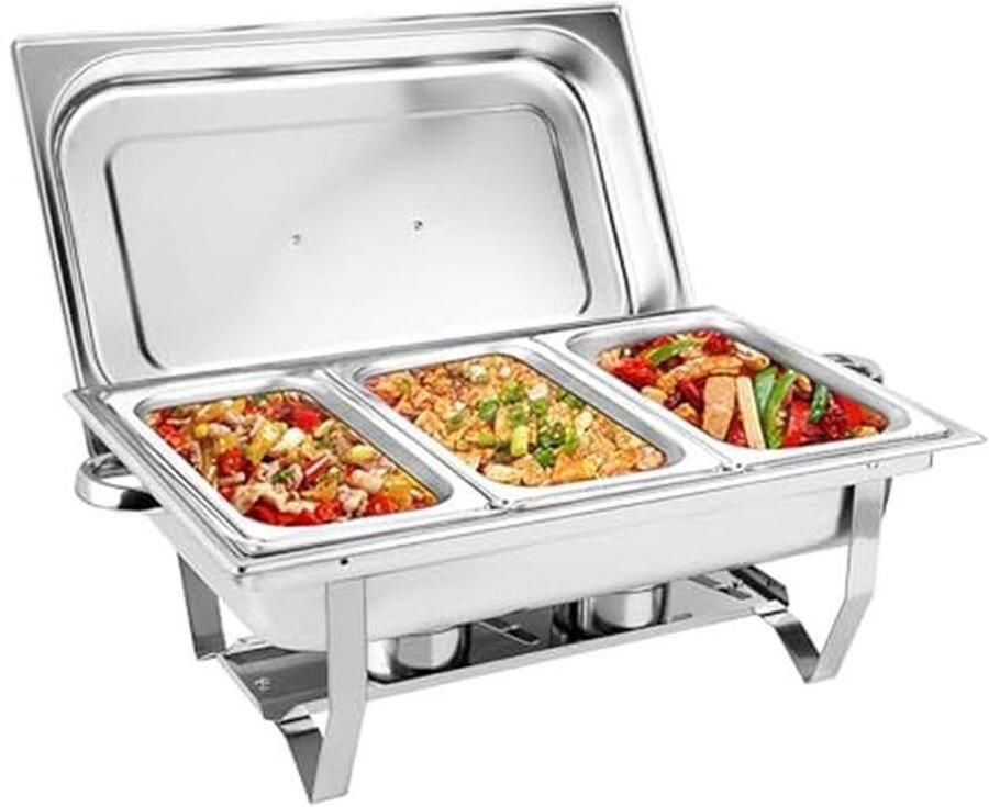 9 Liter Roestvrij Stalen Buffetwarmer met Deksel Professionele Voedselverwarmingsplaat voor Catering