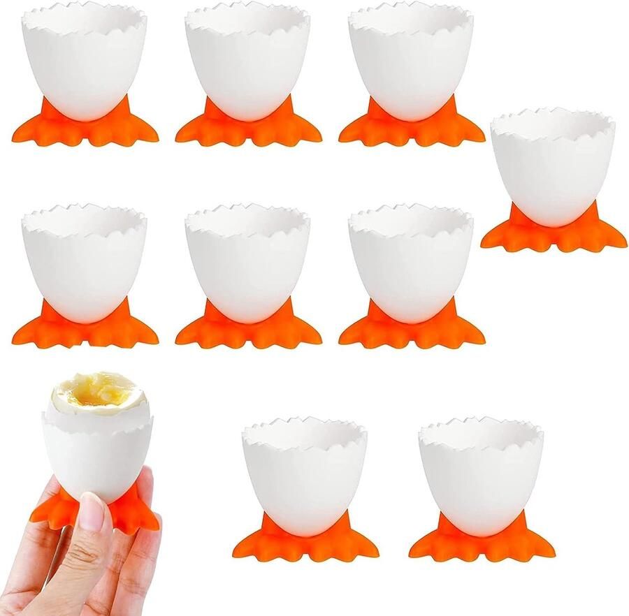 9 stuks eierdopjes cartoon-eierstandaard grappige eierdopjes plastic eierdopjes voor kinderen eierdopje met voeten eierdopje voor zacht voor gekookte eieren