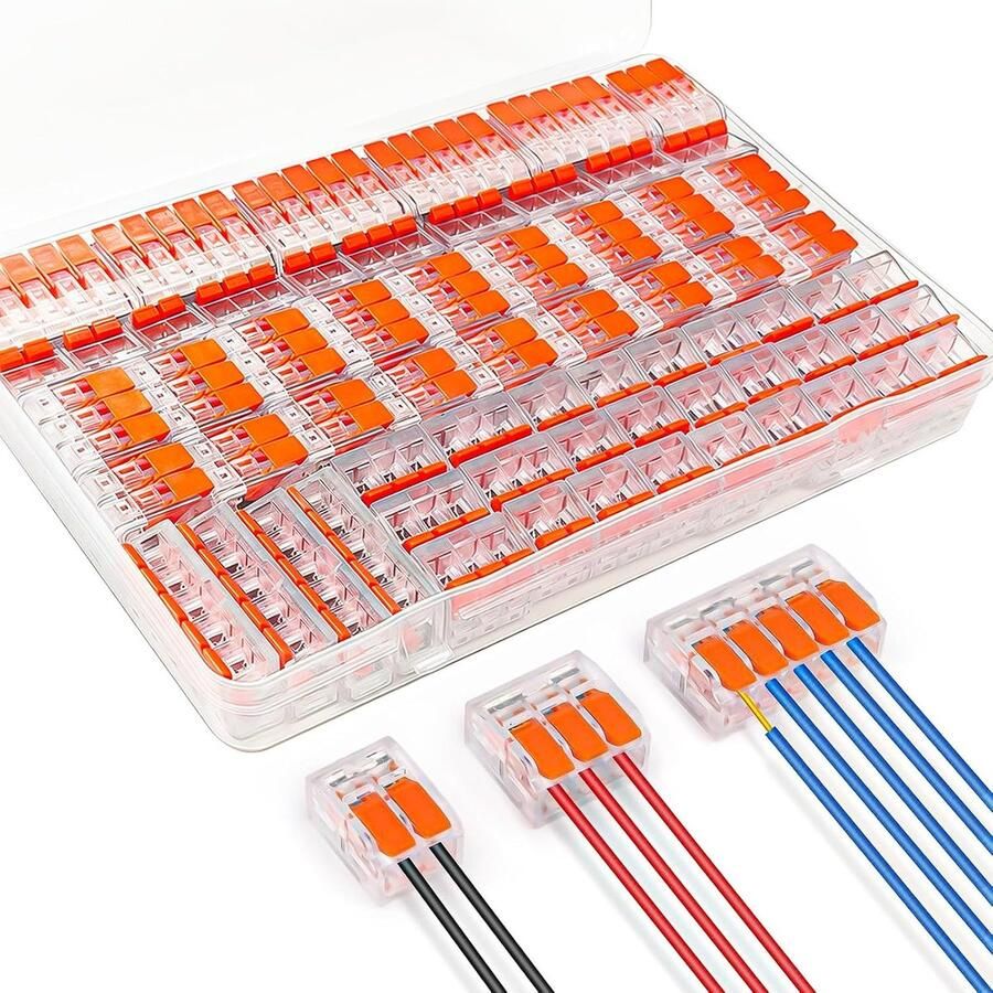 90 stuks kroonluchterklemmen insteekbare set met bedieningshendel 2-3-5-polig elektrische kabelklemmen voor 0 14-4 mm² geleiders verbindingsklemmen van vlamvertragend PC voor
