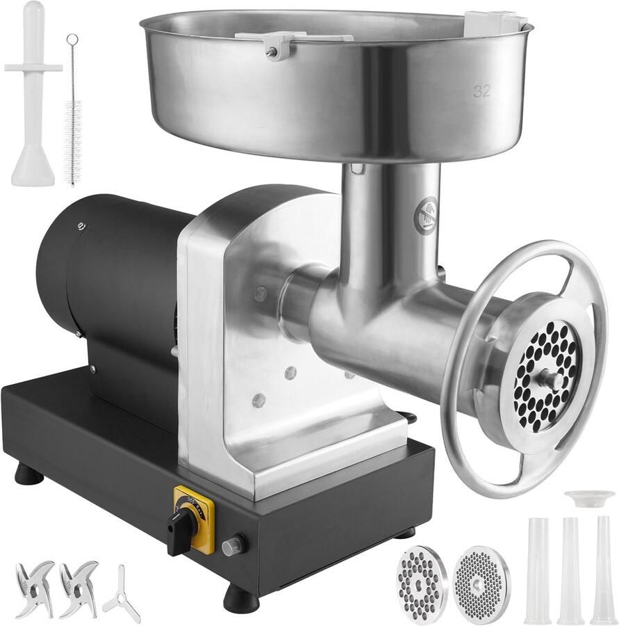 992 Lb U Elektrische Vleesmolen 1100 W (4600 W Max) 2 Messen 3 Borden Worstmachine Kubbe-Set Koolstofstaal Commercieel Etl-Vermeld