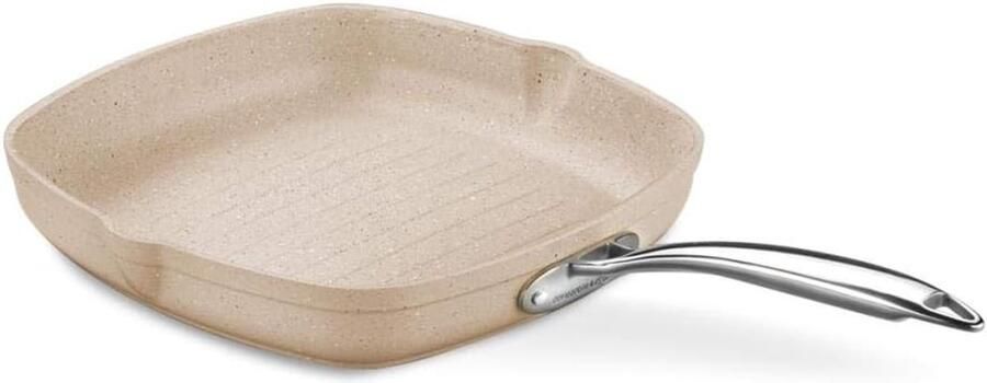 A1268-Granita-Vierkante Grillpan-Rvs Steel-Taupe- 28X28 cm 3.0 lt