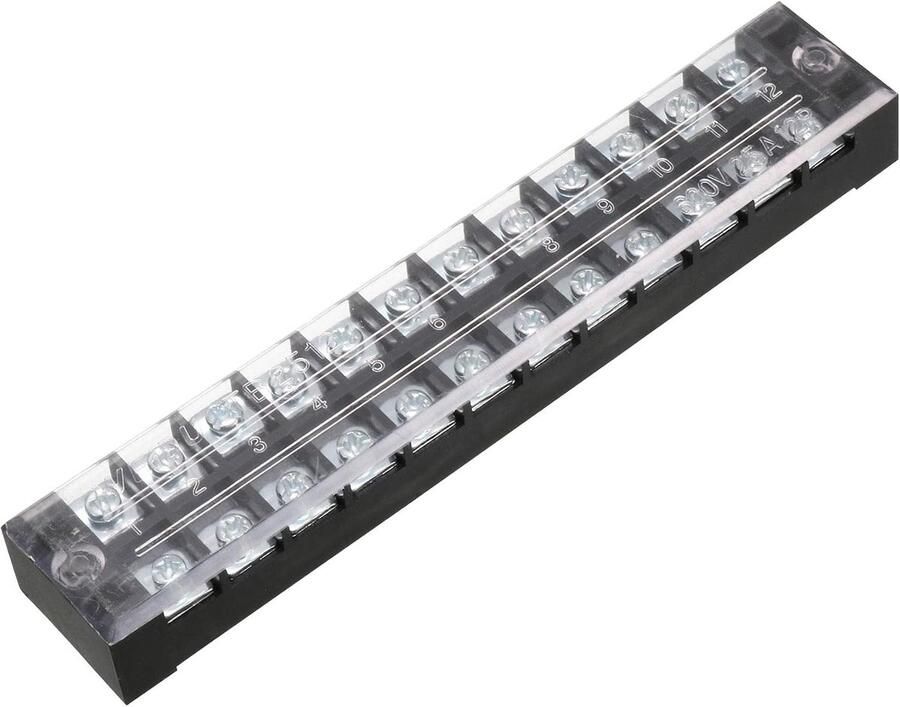 A13052800ux0615 600V 25A dubbele rijen 12P 12 posities gedekt barrière schroef klemmenblok verschillende kleuren