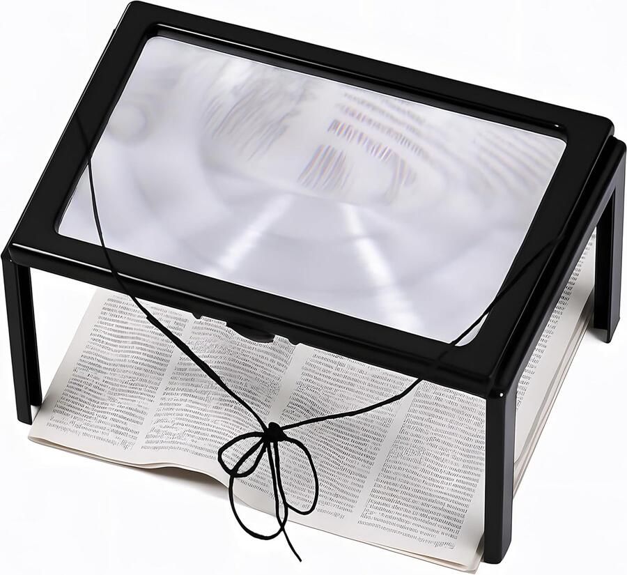 A4 Vergrootglas met 3-voudige vergroting en licht verlicht leesloep vergrootglas met 4 leds zakmicroscoop met opvouwbare standaard voor boeken lezen senioren juweliers