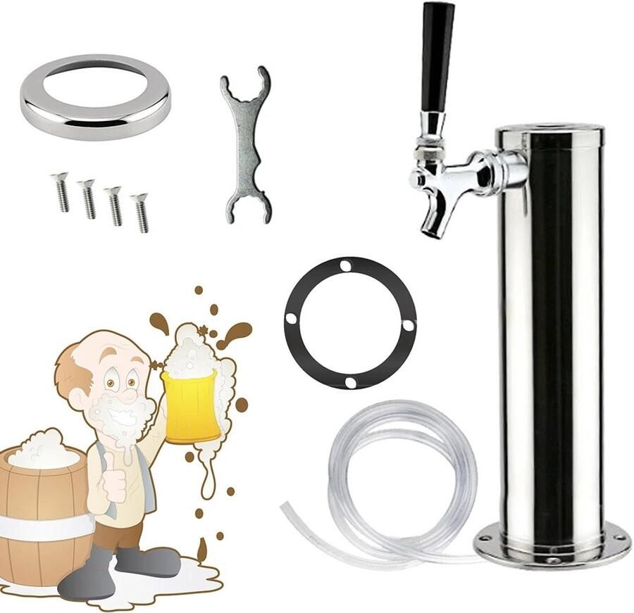 Aafinity Biertap Thuistap Tap Bier Roestvrijstaal voor thuis Duurzaam en draagbaar met montagemateriaal