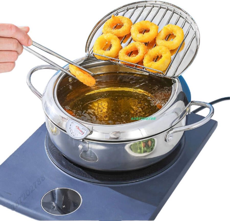 Aafinity Friteuse Frituur Pan Japanse Frituurpan Friteuse 4.2 Liter Met Thermometer Frietpan Frituurpan Huisraad Friteuse Chipfriteuse Friteuse Makkelijk Schoon Te Maken Roestvrijstaal - Foto 2
