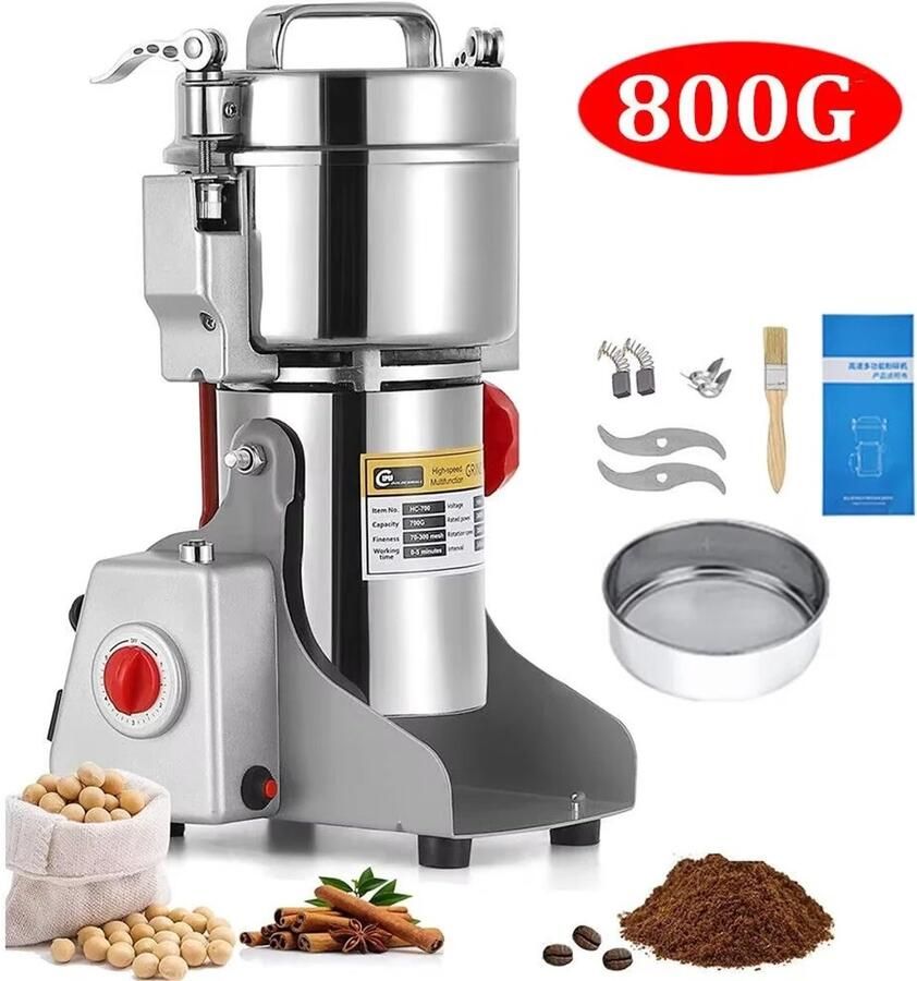 Aafinity Koffiemolen elektrisch 800G 220V 2400W Roestvrijstaal Ook voor kruiden en granen te gebruiken