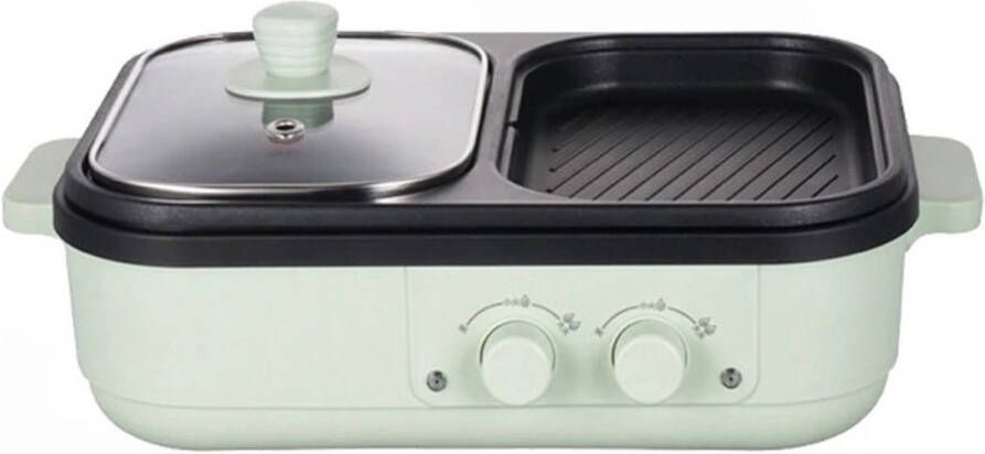 Aafinity Multicooker kookpot grill grillplaat barbeque 2 in 1 elektrisch lichtgroen