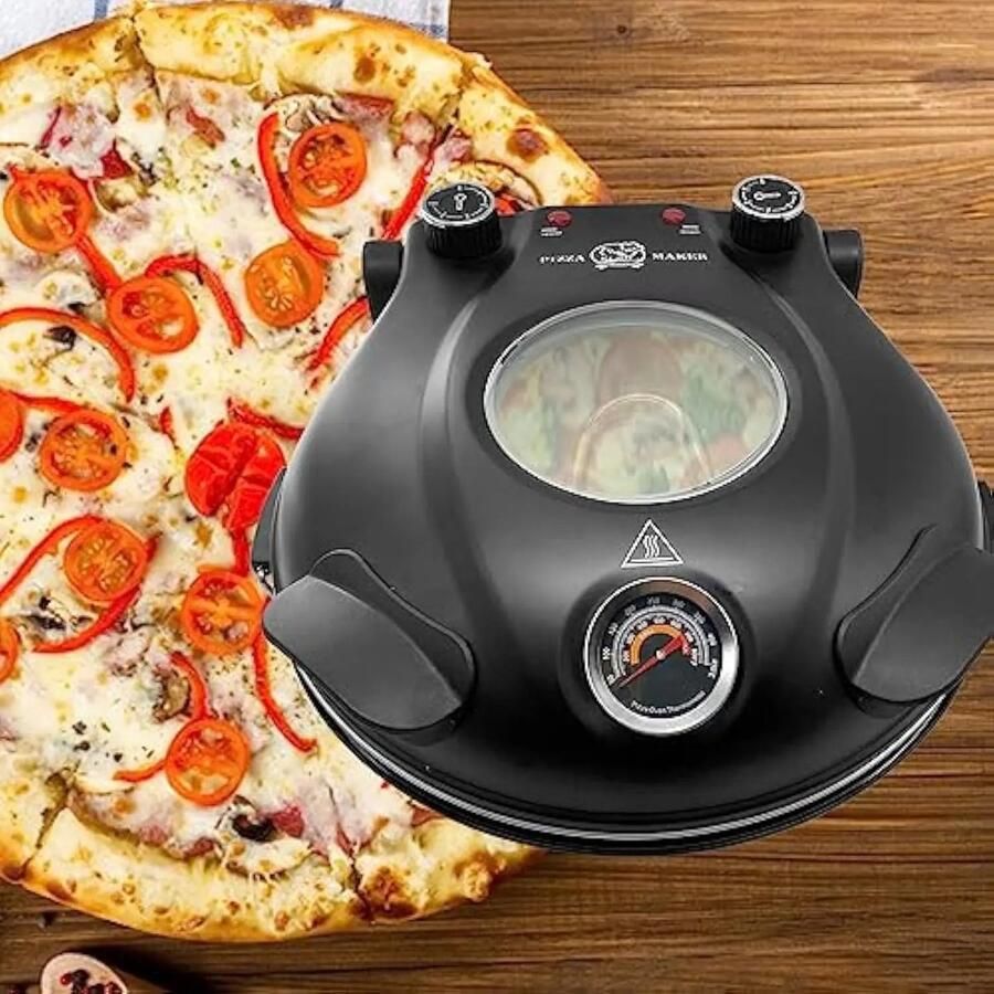 Aafinity Pizarette Pizzamaker Pizza maker pizarette Rood 1200W klaar in 5 a 10 minuten 420 graden celsius met thermometer