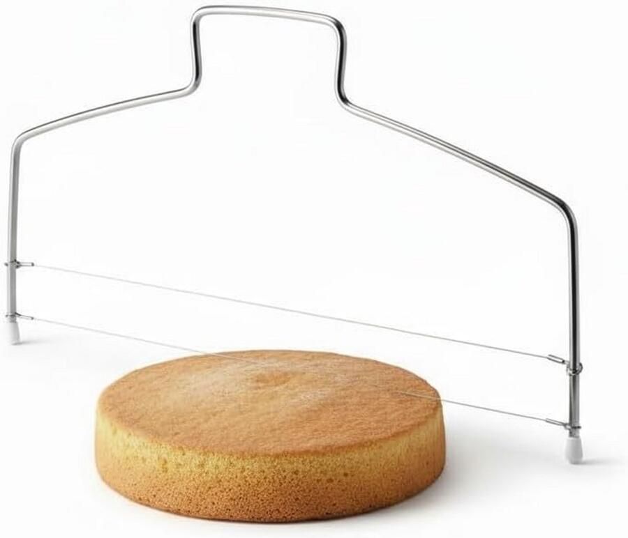 Aanpasbare Cake Snijder Roestvrij Staal 30 cm 2 Verstelbare Snijdraden voor Perfecte Taartlagen