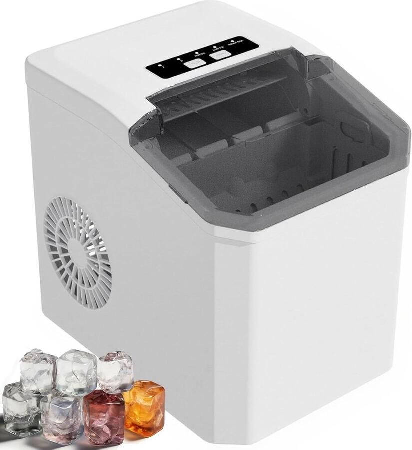 Aanrecht IJsblokjesmachine IJsmaker Portable Drankjes Koelen Zelfreinigend Systeem 13 Liter Tank Wit