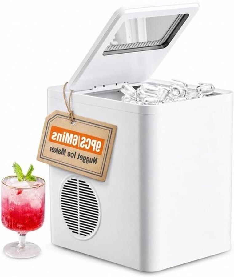 Aanrecht ijsmachine Compacte ijsmaker Drankjes Koelen Zelfreinigende functie 12 kg per dag Wit