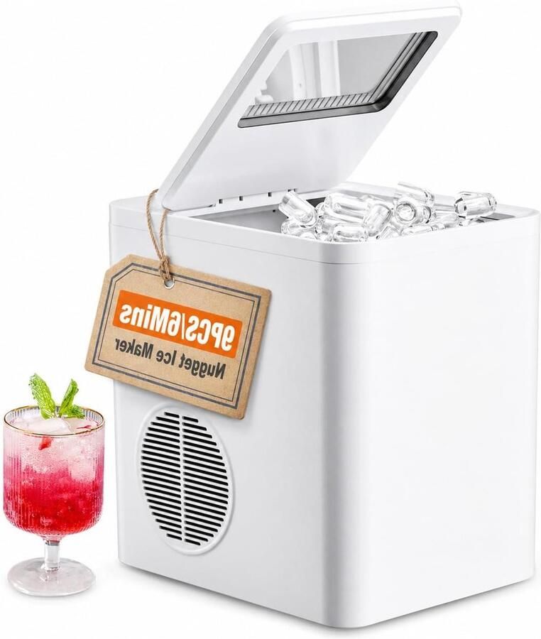 Aanrecht ijsmachine Compacte ijsmaker Drankjes Koelen Zelfreinigende functie 12 kg per dag Wit